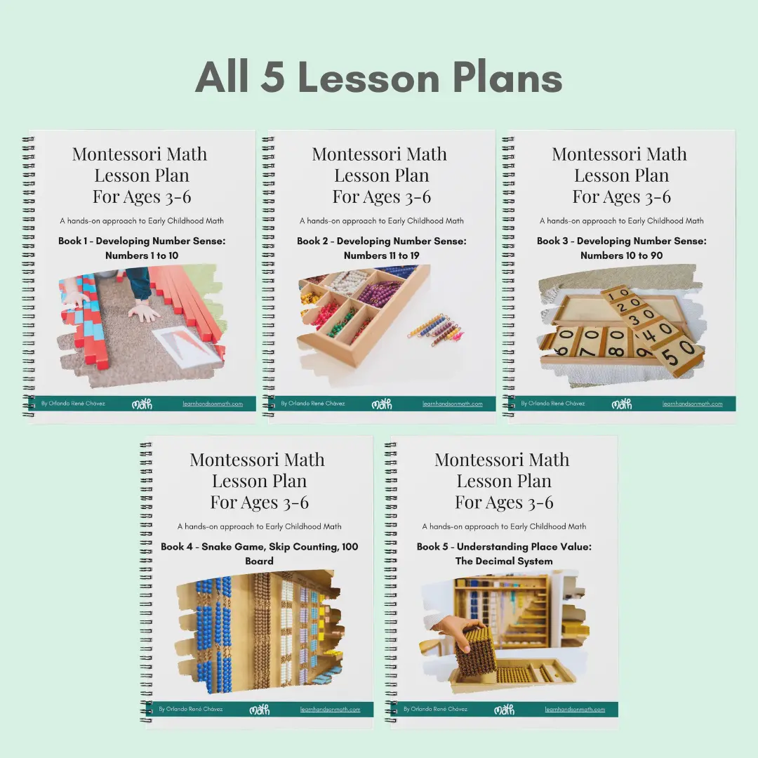 BUNDLE: Books 1 to 5. Montessori math lesson plans for age 3 to Kindergarten. Counting and number recognition curriculum. Place value material, early childhood math, teach counting to kids, math intervention, hands-on math material, homeschool math lesson