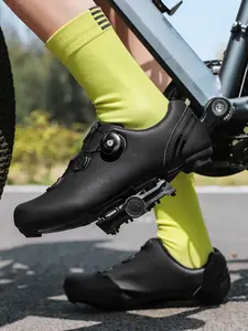 Carbon Sole Road Bike Lock Shoes Spd-Sl System, Professional Cycling Shoes, Quick Release Buckle, Breathable, Unisex, Racing Shoes