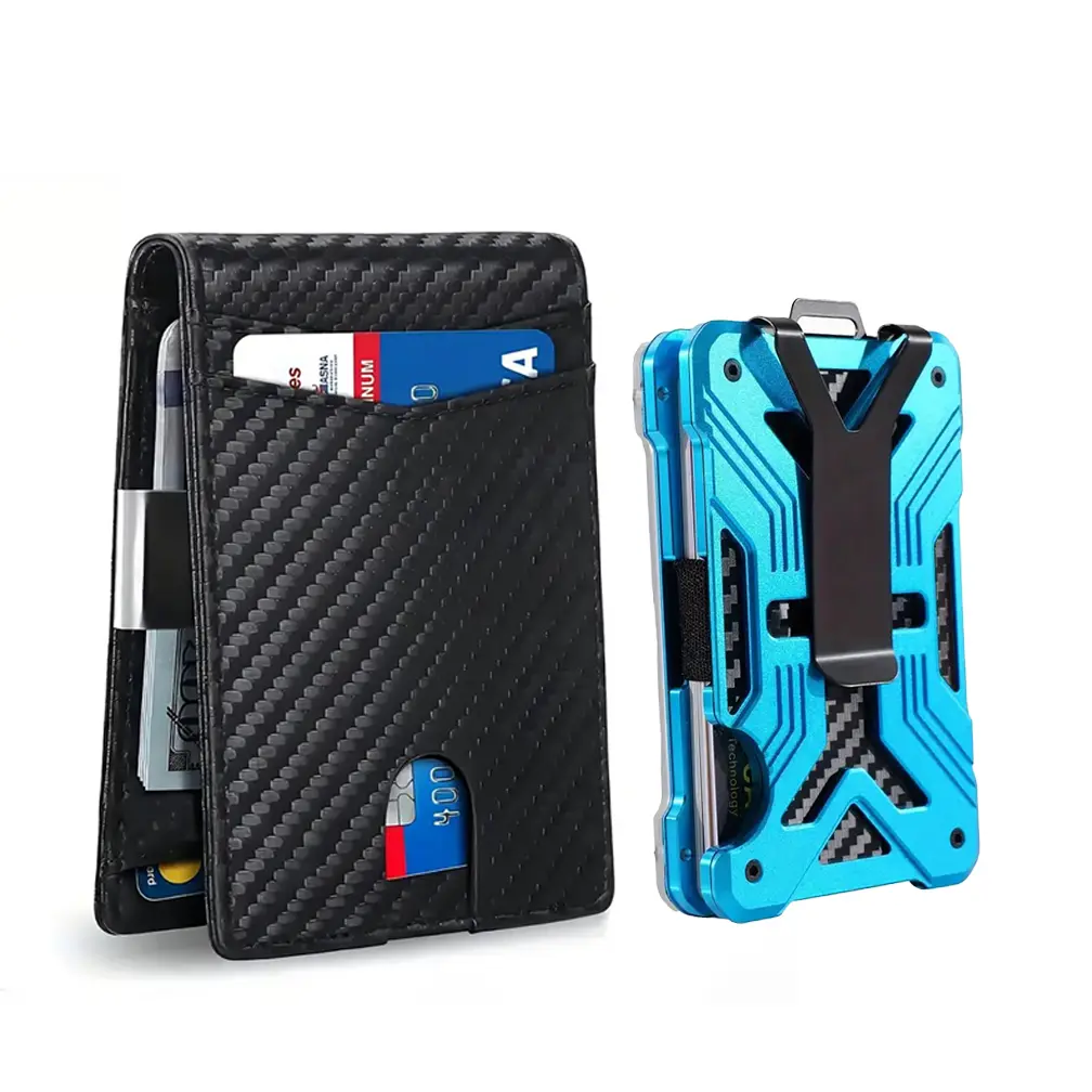 2 PCS Men's Multifunctional Ultra-Thin RFID Blocking Wallet Set. Minimalist Front Pocket Design, Large Capacity Money Clip, Compact Bifold Wallet And Credit Card Holder, With Transparent ID Card Holder And Cash Holder, Multi Card Slots, Pocket Purse, Gift