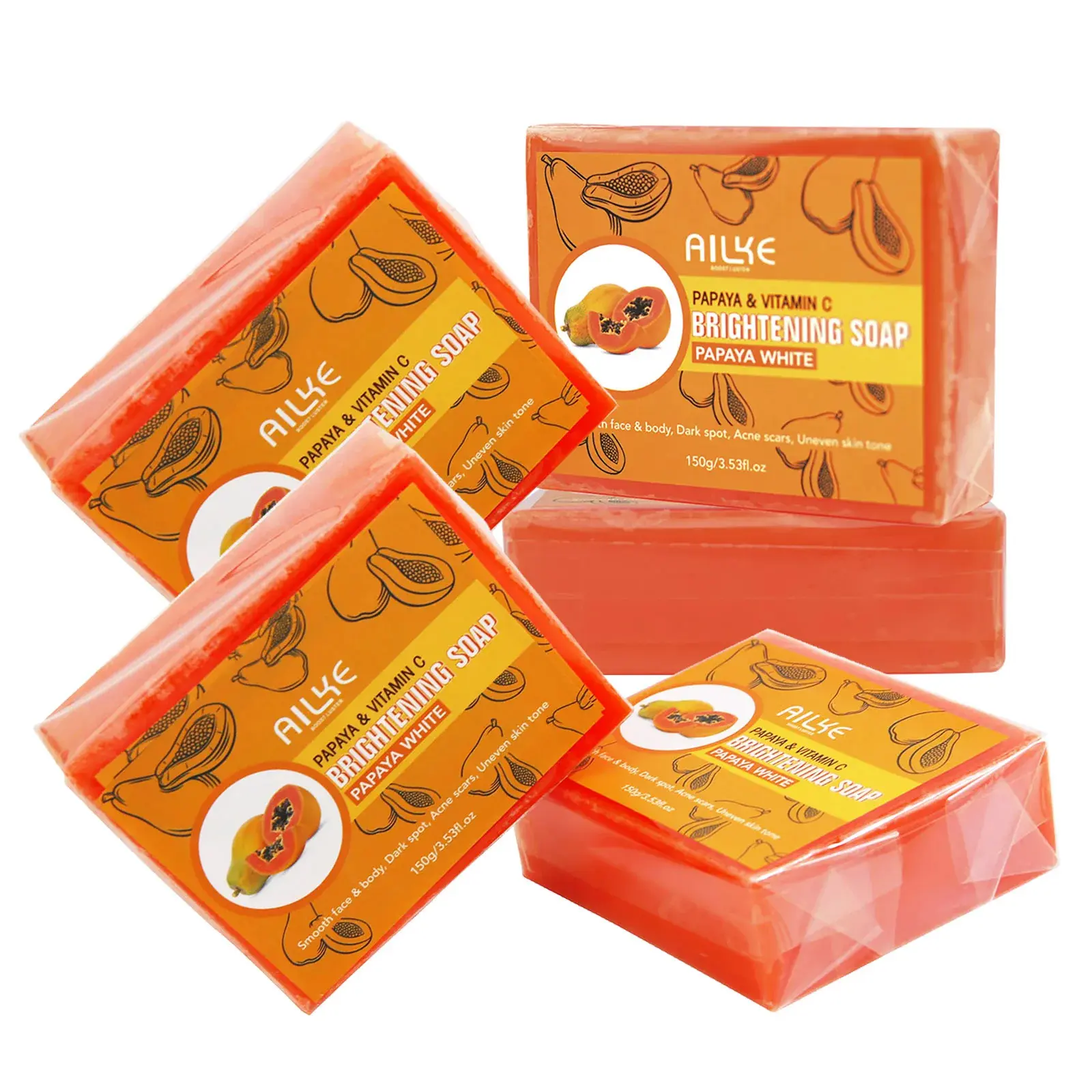AILKE Naural Kojic Acid Bath Soap for Hyperpigmentation, Brighter Skin,Papaya Soap, Deep Cleansing, Moisturizing, Smooth & Soft Skin