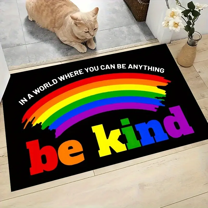 2D 'Black Bottom, Iridescent Font , Arched Rainbow' Doormat, Indoor Mat, Throw Rug, Door Mat, Entryway Themed Mat, Home Decor, Non-slip Floor Rug Mat, Bedroom Accessories,Outdoor Decor,The Best Door Mat