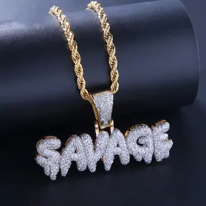 Iced Out Cubic Zirconia Letter Pendant Necklace for Daily Wear and Parties, Metal Chain Jewelry with Hip Hop Street Style for Men Women