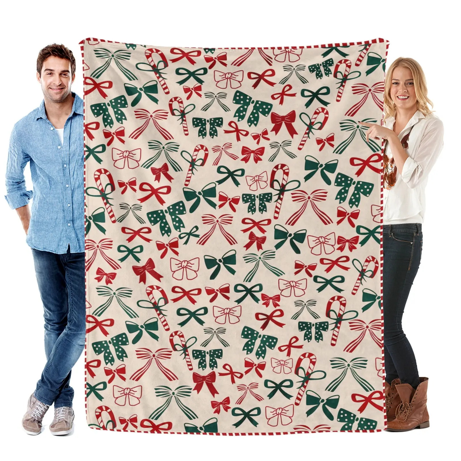 Kringle Express Christmas Throw Blanket, Gingerbread Man Design, Super Soft Microfiber, Warm, Cozy, Lightweight, Fluffy, Machine Washable, Gift for Friends