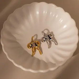 Diamond Bow Charm by Caitlyn Minimalist - Coquette Ribbon Bow Charm for Necklace - Trendy Jewelry - Gift for Her