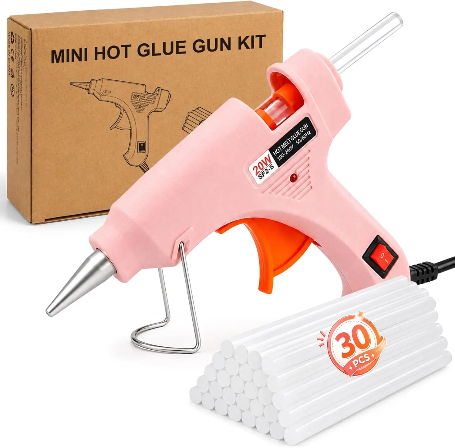 Mini Hot Glue Gun Kit with 30 Glue Sticks, 20W Fast Preheating Hot Glue Gun And Sticks Set for School Crafts, DIY Arts & Quick Home Repairs,