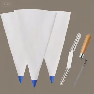 Heavy Duty Cement Sealer Bag with Puncture Tip, 12" by 24" Tear Resistant Grout Bag for Tile Installation, Reusable Mortar Bag for Masonry Work, Blue Construction Grouting Bag (3 Pack)