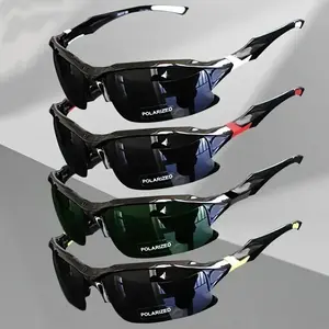 Polarized Sports Eyewear,4 Packs Rimless Sunglasses, Lightweight Windproof Sun Protection Glasses,Trendy Square Cat Eye Oversized Design,Comfortable Outdoor Eyewear for Men and Women,Suitable for Driving,Fishing, Baseball and Daily Leisure Activities
