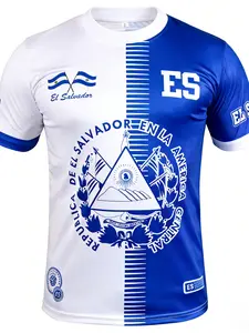 El Salvador Football Jersey Unisex T-Shirt, Casual Sports Short Sleeve Shirt for All Salvadorans, All Seasons Wear