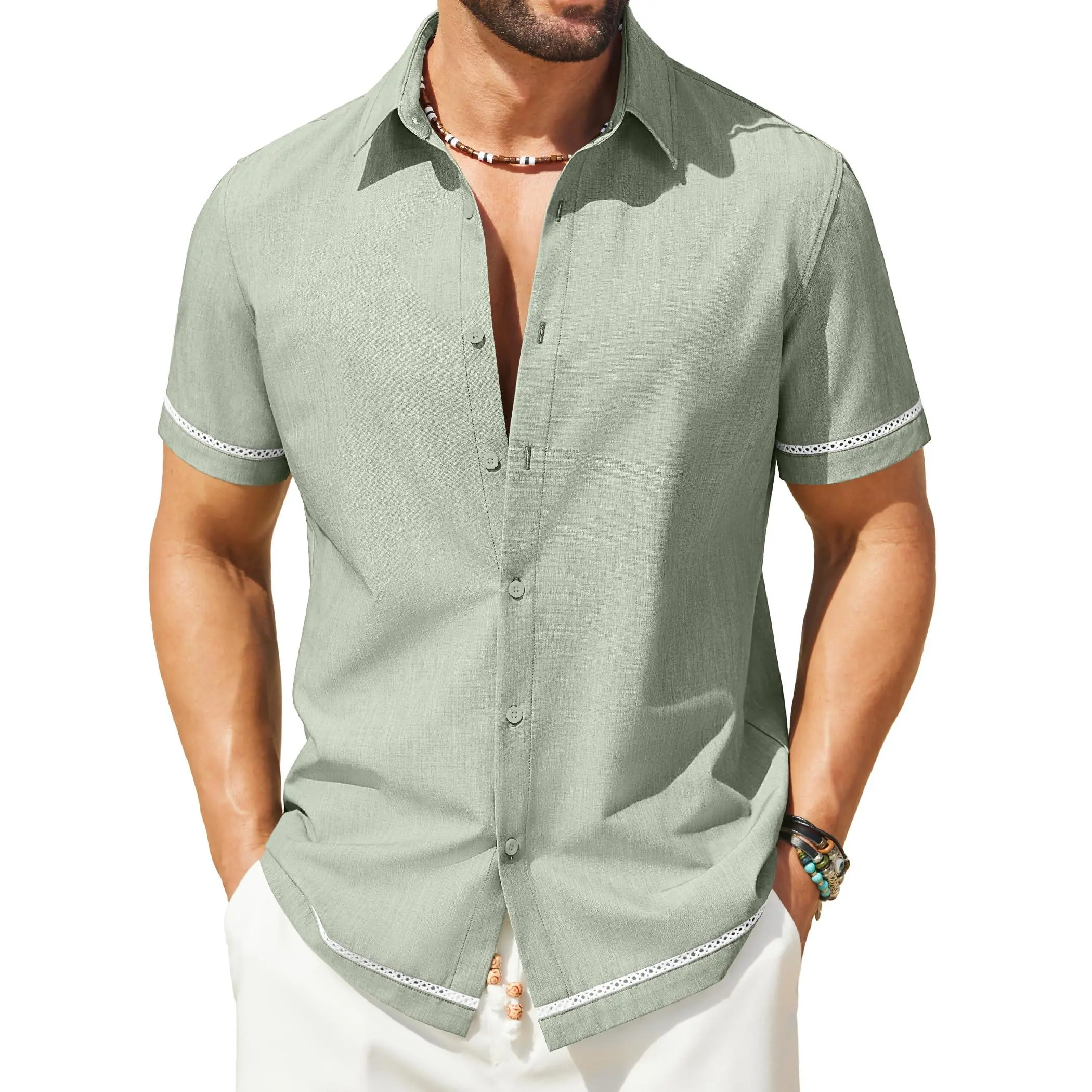 COOFANDY Mens Button Down Short Sleeve Shirt Casual Summer Beach Vacation Shirts