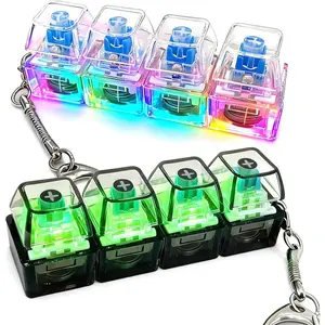 Fidget Toys 1 Count LED Keyboard Keychain Fingertip Clicker Stress Relief Keychain Interesting pendant‌ for Boys and Girls Portable Keychain Light with Crystal Keycaps and Transparent Design Unisex Elegant Style,anxiety toy