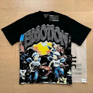 MIXED EMOTION Diamond Angel Graphic T-Shirt Men's Oversized Streetwear Tee Y2K Aesthetic Cotton Short Sleeve Crew Neck Summer Top