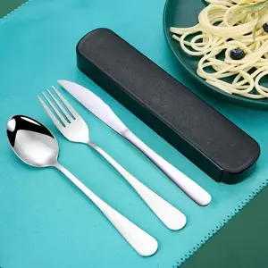 3-Piece Stainless Steel Cutlery Set Includes Spoon Fork Knife Ideal for Outdoor Camping Picnics Suitable for Family Use Handy Set Utensils