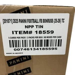 Panini 2025 Football Donruss Holiday Tins Factory Sealed Case of 60 Collectible Trading Card Tin for Collectors