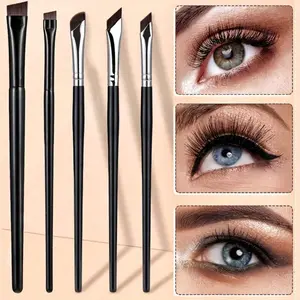 Travel Makeup Tool Set Small Horsehair Eyeshadow Brush Precision Makeup Brush Set for Beginners - 5-Piece Professional Eye Makeup Brush Set with & Bevel Blade Detail Brushes for Detailed Eye Makeup Angled Disposable Eyebrow Makeup Brush