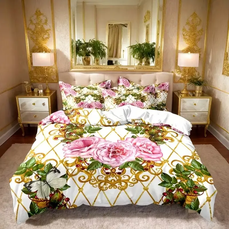 Luxury 3-Piece Baroque Modern Art Quilt Set, Soft Breathable Design for Ultimate Comfort, Perfect for Bedroom Decoration, Decorative Bedding Set