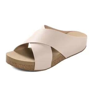 DREAM PAIRS Women's PU Footwear - Cork Slide Shoe, Slip-On, Open-Toe, Crisscross, Low Heel, Cute Platform Sandals for Summer DREAM PAIRS Women's PU Footwear - Cork Slide Shoe, Slip-On, Open-Toe, Crisscross, Low Heel, Cute Platform Sandals for Summer