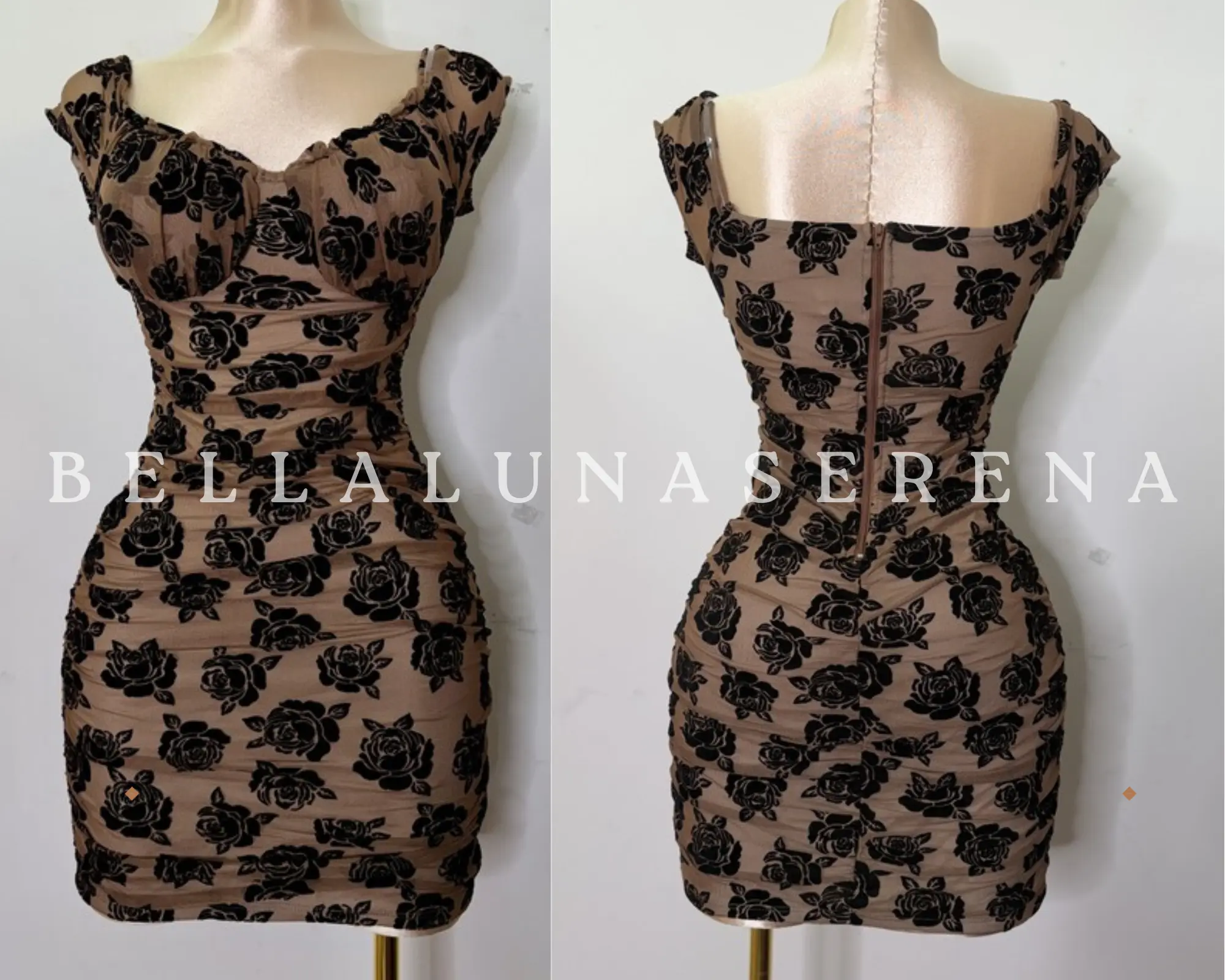 MOCHA AND ROSE MINI MESH DRESS