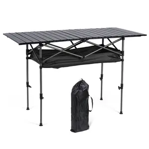 Camping Lifting Table with Carrying Bag Roll-Up Rectangular Table Large Capacity Ultralight Dinner Desk for Picnic Camping Trip Beach BBQ