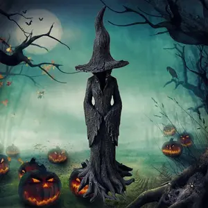 1 PC Gothic Halloween Witch Statue, Vintage Magician Decoration, Dark Fantasy Collectible Figurine, Resin Sculpture for Home Decor, Decorative Statues