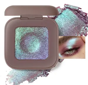 Noerrors Duochrome Plum Mauve Green Blue Glitter Eyeshadow Palette, Holographic Chameleon Rich Color Shimmer Metallic Eye Shadow, Color Shift Sparkle Iridescent Eye Brightener Fairy Makeup for Rave#02