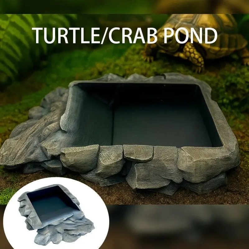 Turtle & Crab Aquarium Tank with Slope, Multi-Functional Reproduction Box, Semi-Aquatic Terrarium for Tortoises, Crabs, Salamanders, Enclosure