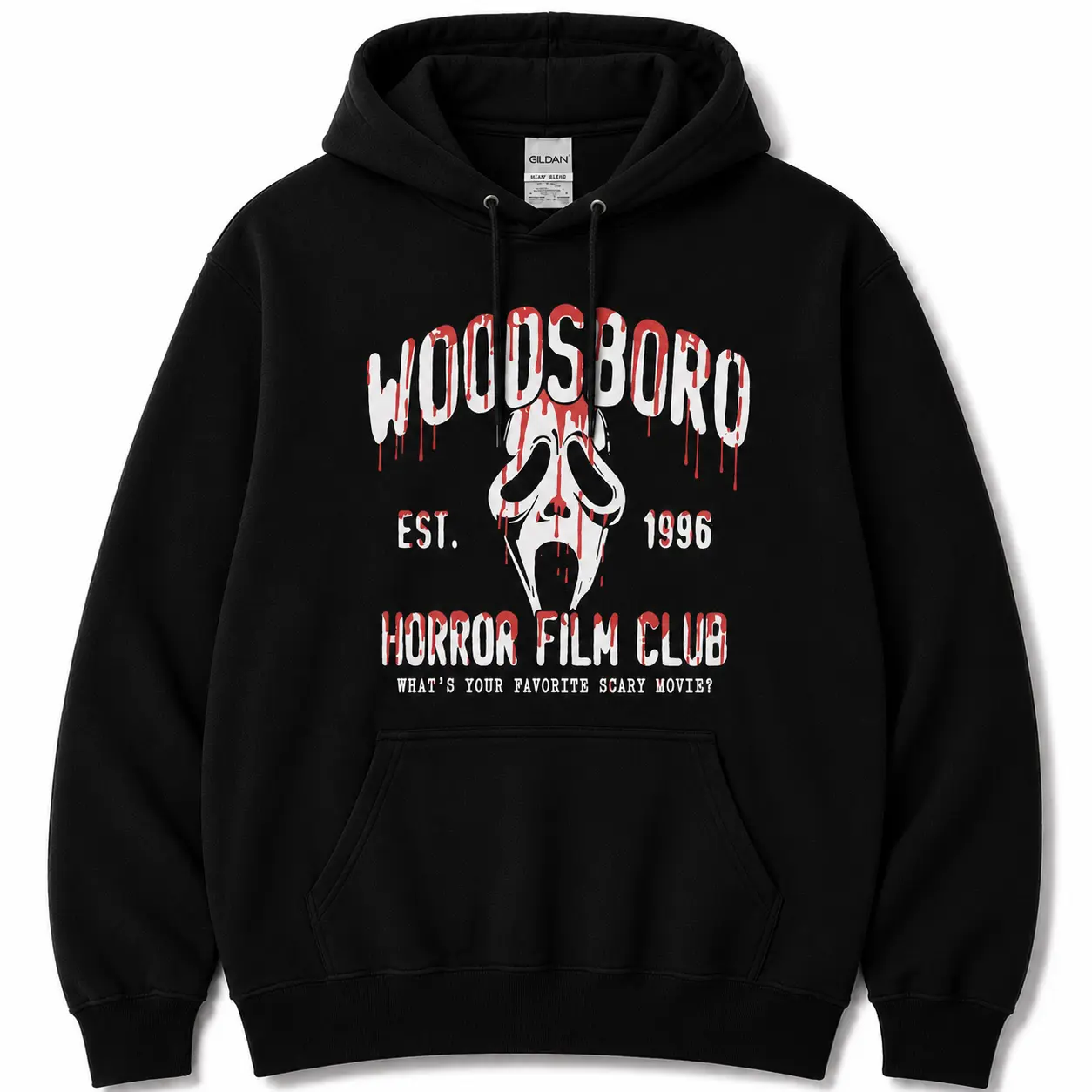 Woodsboro Horror Film Club Scream Hoodie, Ghost Face Halloween Hooded Jumper