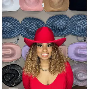 60cm XL & 58cm M/L Unisex Cowboy Hat Wide Brim Durable Western Style Tear Drop Crown Classic Look