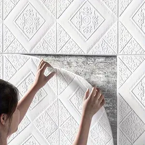50pcs Self-Adhesive Wallpaper, Waterproof Foam Brick Pattern 3D Wall Sticker, Home Decoration, Kitchen, Living Room, Bedroom