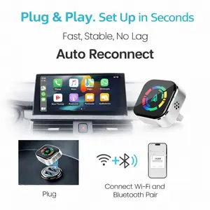 Upgraded Wireless Carplay Adapter for iOS & Android Auto Dongle Plug and Play Easy Setup Carplay for iOS 10+ and Cars After 2016 Car Mini Sleek Design Supports Most Vehicles from 2016 and Newer Bluetooth