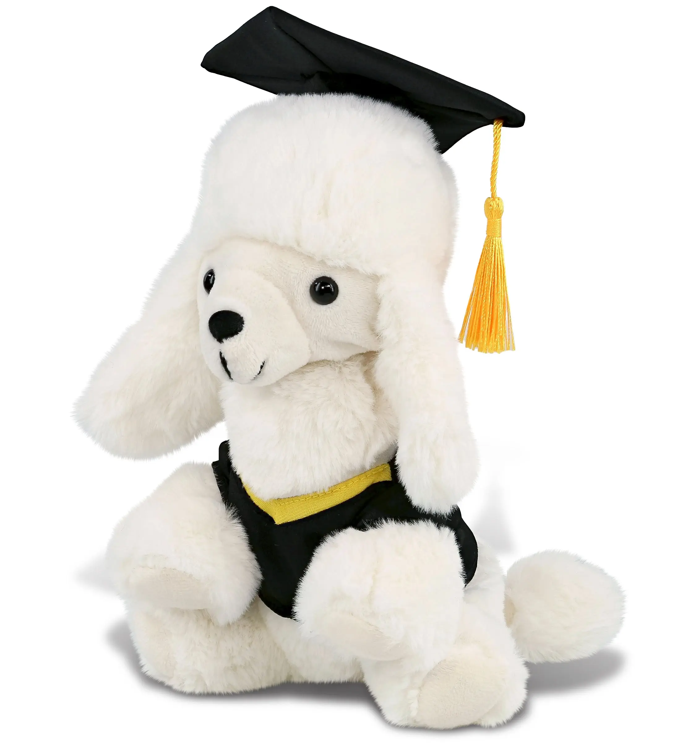 DolliBu Polyester White Poodle Graduation Stuffed Toy - 8.5 In, with Gown and Cap