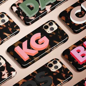 Monogram Tortoise Phone Case Personalized Large Initial 16 Case, Custom Phone 17 Pro, Case Phone 12 13 14 15 Pro Max