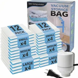 Upgrade travel vacuum bags with pump,24 Pack Combo vacuum storage bags,space saver vacuum storage bags,vacuum seal bags for clothing,travel vacuum bags for luggage