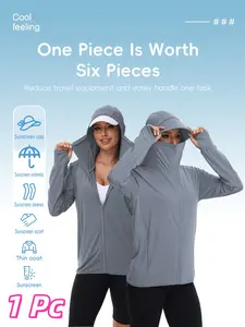 Women's Summer Sun Protection Jacket, Sporty Breathable Outerwear, Full Face UV Blocking Upf50+, Breathable Quick-Dry, Running Cycling Yoga Outdoor Clothing
