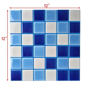 ABOLOS  Monet Blue 12 in. x 12 in. Square Porcelain Mosaic Wall Pool Tile (15 sq.ft/case)