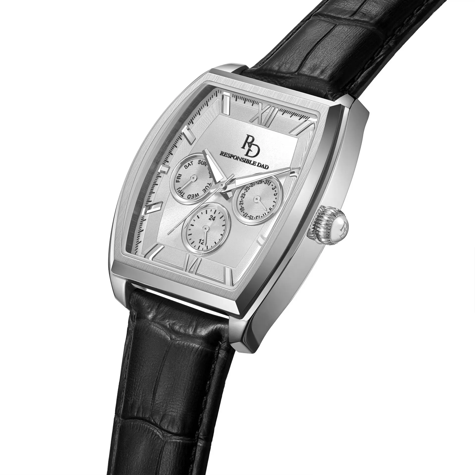 Mens White Chronograph Watch — RD0493 | Seiko VD53 Movement, Premium Leather Strap, 39mm