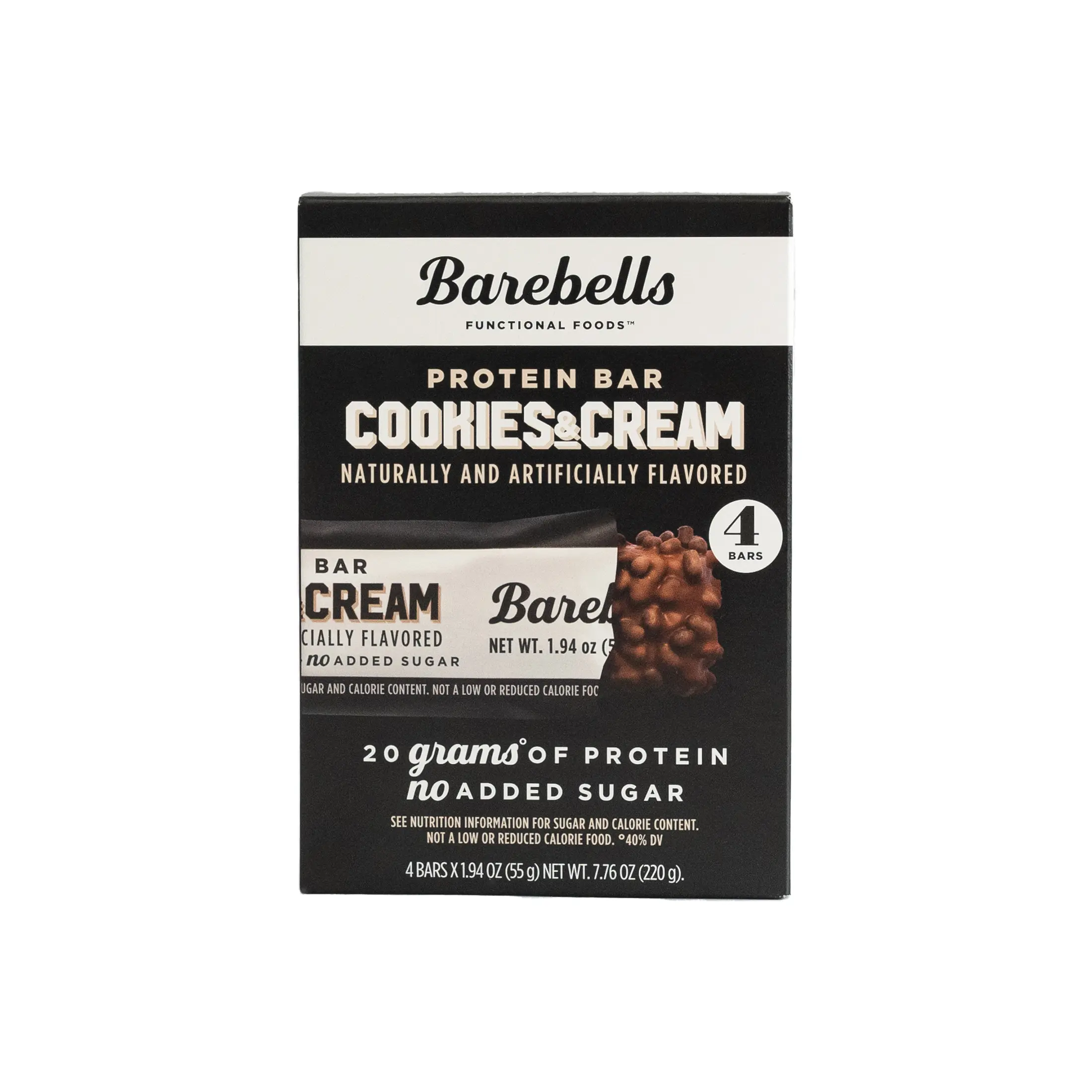 Barebells Protein Bars Cookies & Cream - 4 Count, 1.9oz Bars - Protein Snacks with 20g of High Protein Chocolates