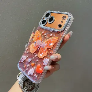 Ombre Butterfly Pattern Phone Case Casing for iPhone 14–17 Series Smartphone, Elegant Aesthetic Design Soft Protective Cover with Anti-Drop Feature