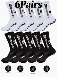 12 Pack and Youth Soccer Socks, Boys and Girls Soft Towel Sole Non-Slip Socks, Durable Shock Absorbing Mid-Calf Sports Socks, Grip Sports Socks