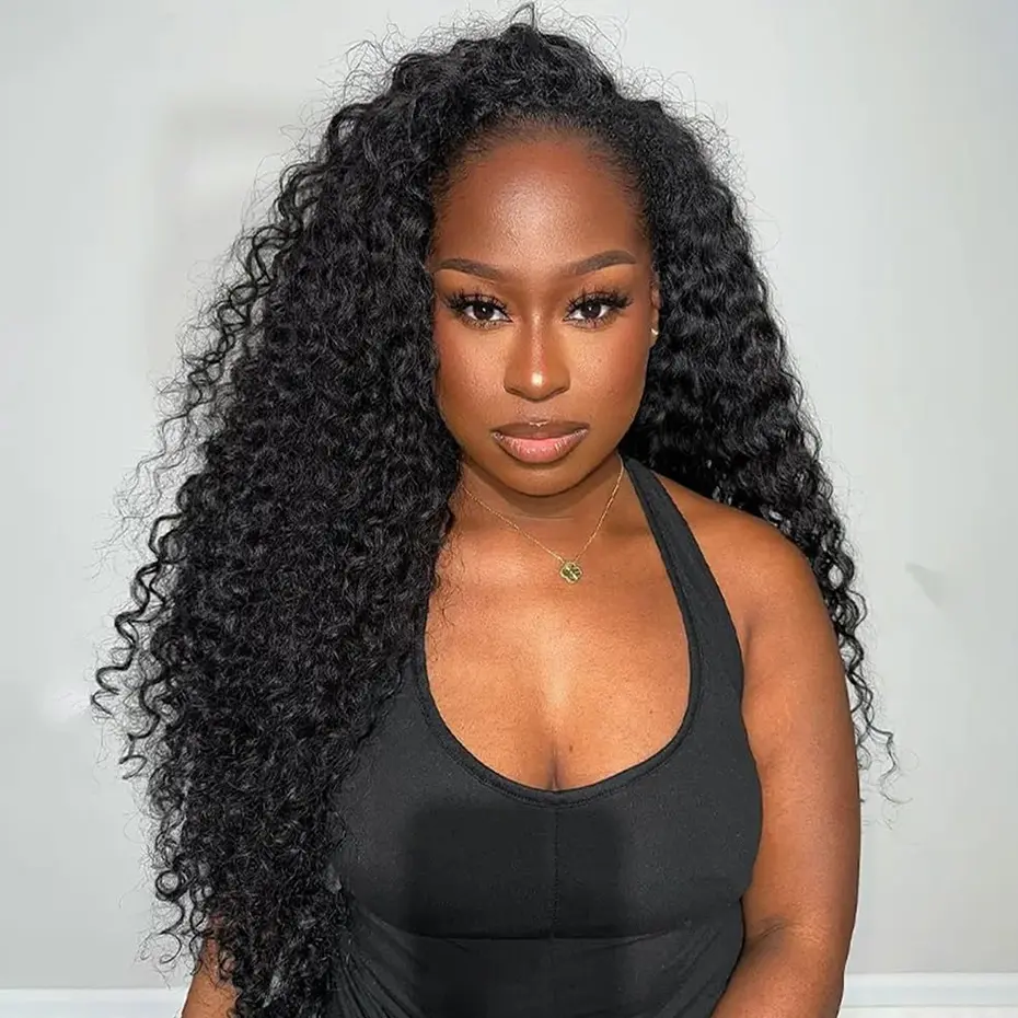 [3 In 1 Half Wig] Bling Hair Half Wig Human Hair Water Wave Human Hair Glueless Wigs Seamless Clip Ins Flip Over Wear and Go Wig Invisible Hairline Beginner Friendly #TikTokShopBlackFriday