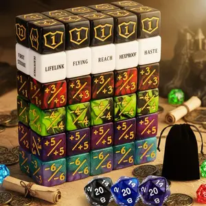 63-Piece Magic: The Gathering Dice Markers and Symbols Set – Six-Sided Dice Set