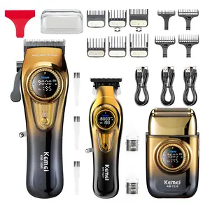 Km-1691 22-Piece Professional Hair Clipper Set, High Power Adjustable Speed USB Fast Charging, Home Use Barber Shop Kit with Custom Bag, Cordless Hair Clipper