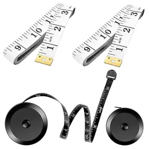 Soft Tape Measure 4 Pack 60 Inch Retractable Double Scale Body Sewing Tailor Flexible Ruler for Weight Loss Fabric Craft Gym Measurement Black White dealsforyoudays