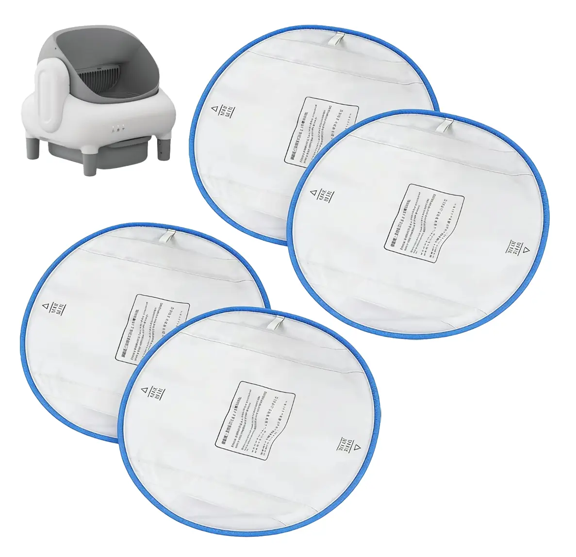 Universal Self-Cleaning Waterproof Fabric Litter Box Liners - White with Blue Trim, Leak-Proof Replacements for Litter Trays & Boxes, 2-Pack (15x12 in), Litter Tray