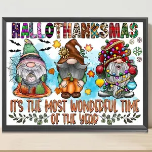 Gnome Pattern DIY Diamond Arts Colorful Painting Kit without Frame, DIY 5D Diamond Arts Colorful Painting Kit, Handicraft, Wall Art Decor for Home Living Room