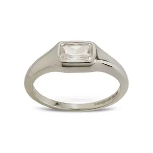 Sterling Silver Marlo Emerald Cut CZ Ring