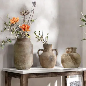 Vintage Creative Ceramic Flower Pot Decorative Vase, Home House Living Room Dining Table Desktop Decoration Ornament, Floral Arrangement Holder, Vintage Vases