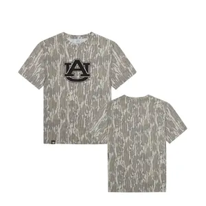 Mossy Oak AU LOGO Printing Original Bottomland Pattern Tshirt, Black Auburn Logo Printing Bottomland Camouflage Camo Tee