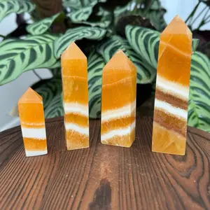 Honey Calcite Tower | Banded Golden Calcite Point | Grounding & Confidence Crystal