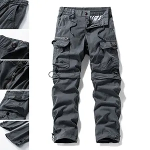 Men’s multi-pocket cargo pants, elastic waistband with drawstring, straight loose fit, wear-resistant outdoor casual cargo long pants fathersdaygift