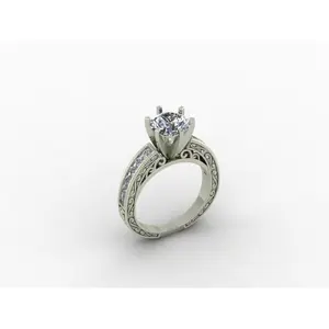 Cubic Zirconia Engagement Ring- The ________ Naming Rights 1404 (Customizable Channel Set with Engraved Pavé Band)